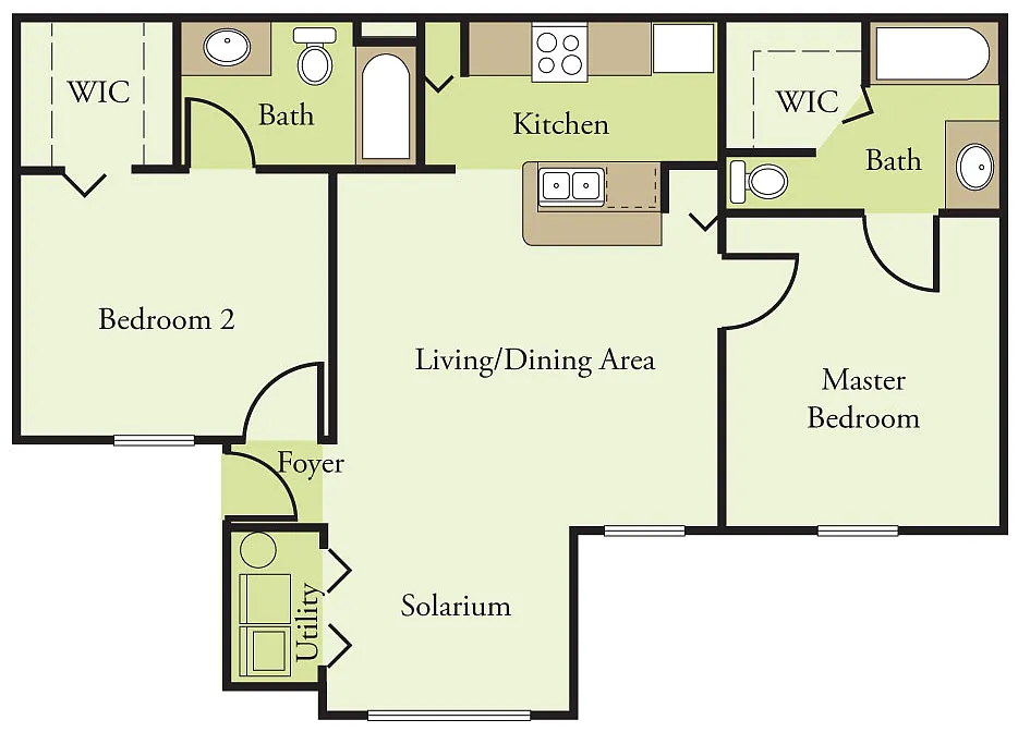 Floor plan Two Bedroom Two Bath