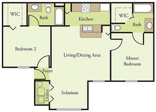 Floor plan Two Bedroom Two Bath