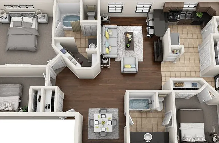 3 Bed 2 Bath - 1350 Sqft (Flat)