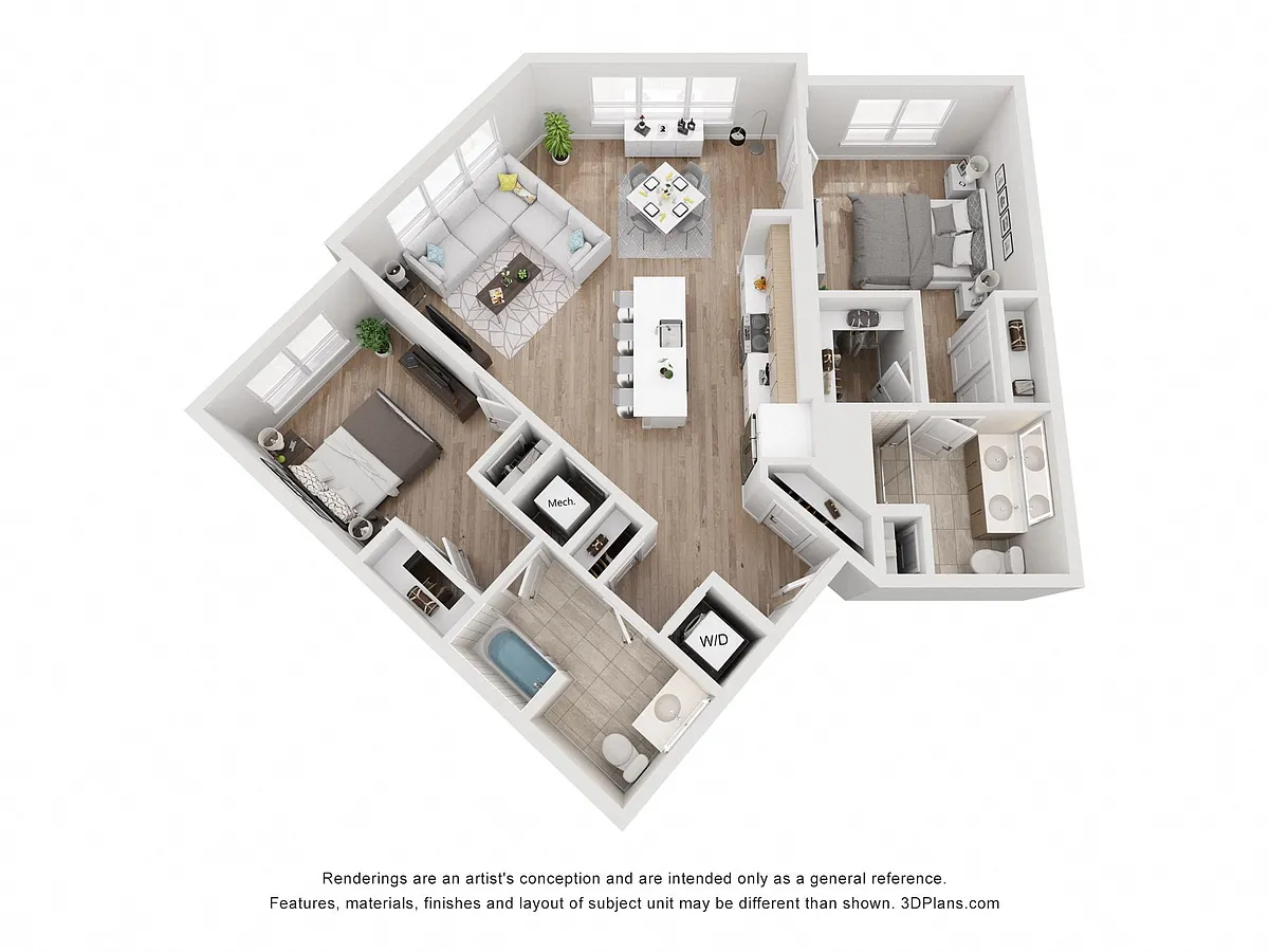 Floor plan Avenue G | 2 Bed/2 Bath-BW-12.1