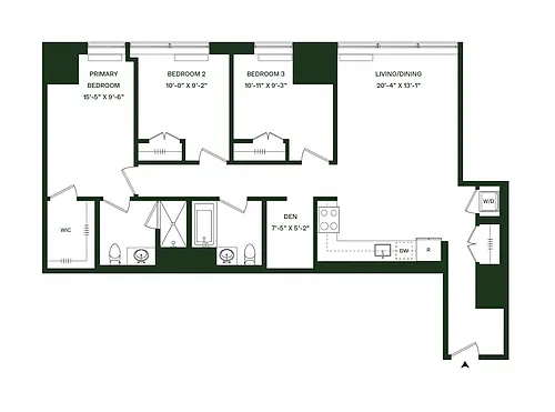 Floor plan Residence 06 - 3BR 2BA