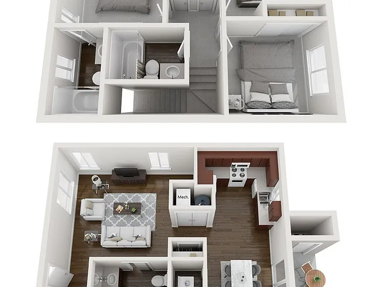 A 3D rendering of our Olive floor plan