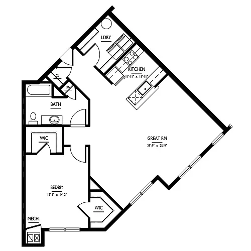 Floor plan 1 Bed/1 Bath-G Phase I