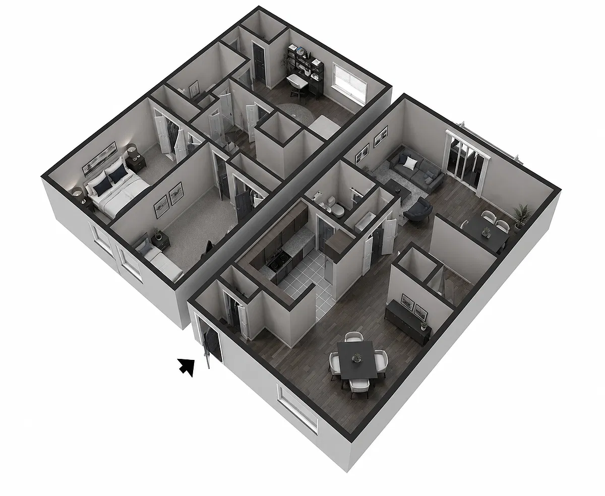 Floor plan Three Bedroom Townhome