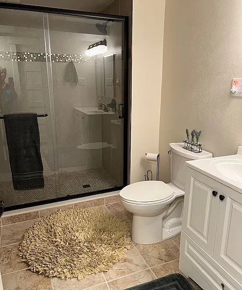 Brand new bathroom with heated floors