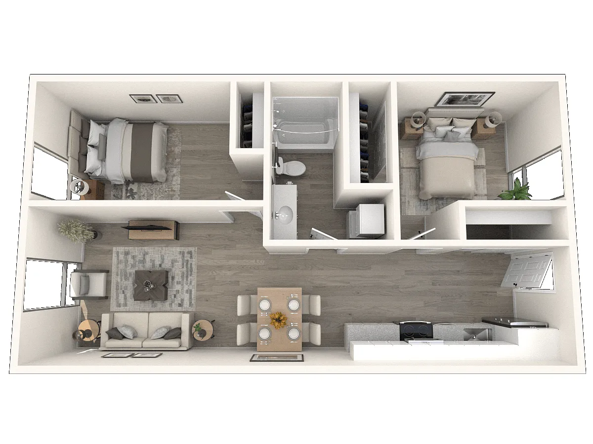 Floor plan 2 Bedrooms, 1 Bathroom