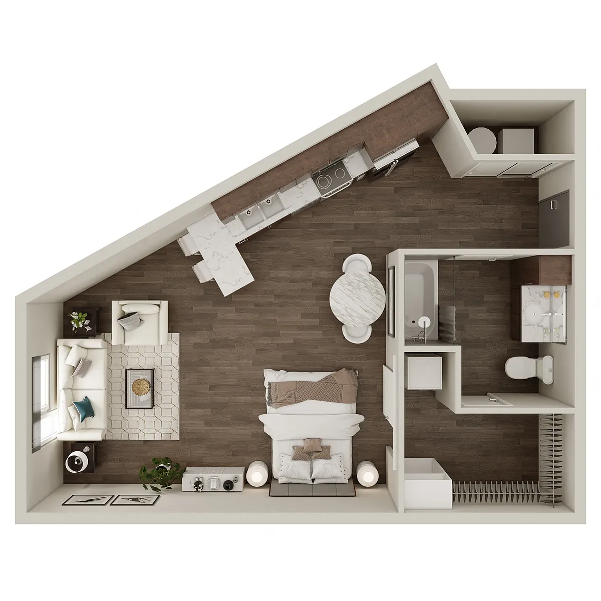 Floor plan Studio - 598 SF
