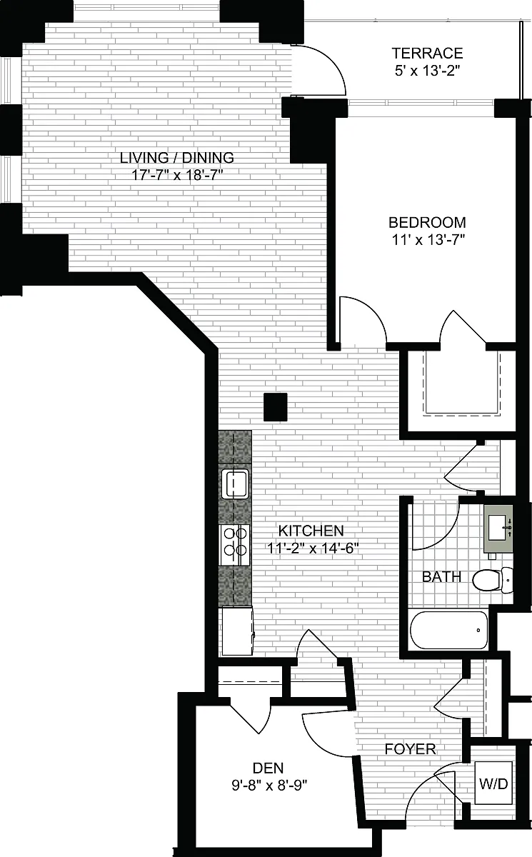 Floor plan 1 Bedroom MM