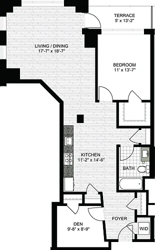 Floor plan 1 Bedroom MM