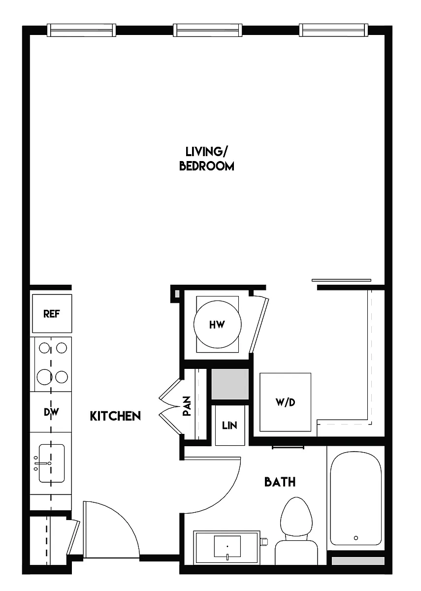 Floor plan Studio (544 SF)
