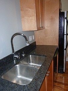 undermount stainless steel sink, granite counters