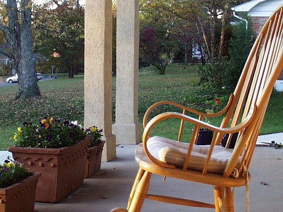 A peaceful front porch and mountain view
