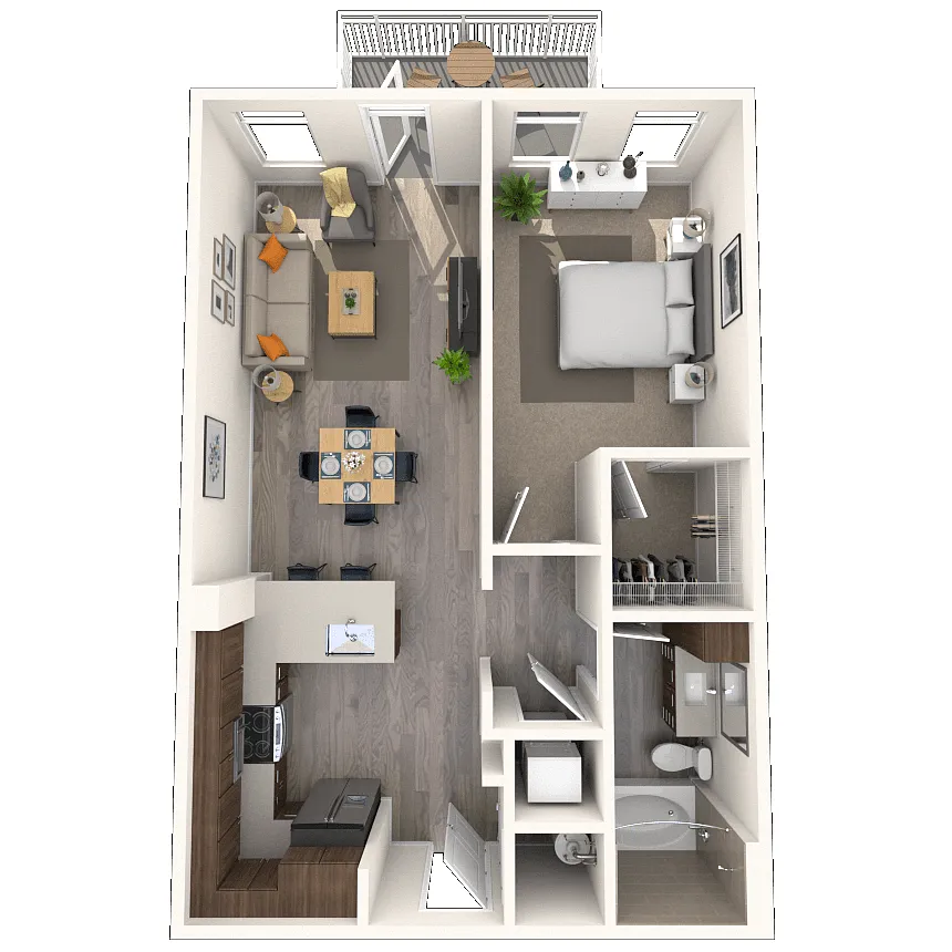 Floor plan Traditional A2 1x1-749 SF