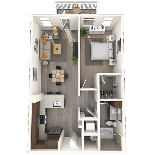 Floor plan Traditional A2 1x1-749 SF