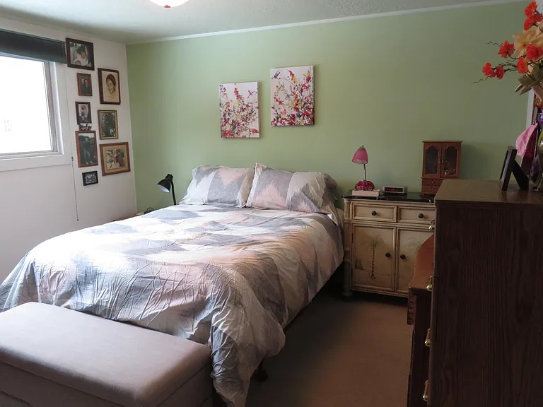 Master bedroom. Queen bed, new as of November 2020, extra firm.