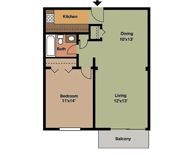 Floor plan Junior One Bedroom Renovated
