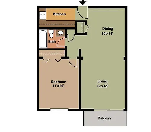 Floor plan Junior One Bedroom Renovated