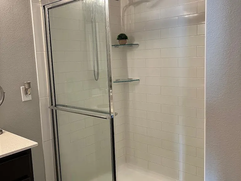 Primary bathroom with rainfall shower system