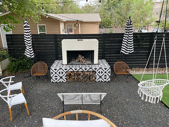 Front yard with fireplace