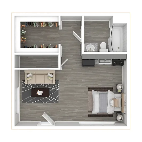 Floor plan Studio 1Bathroom