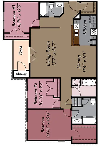 Floor plan 3 Bedroom 2 Bath