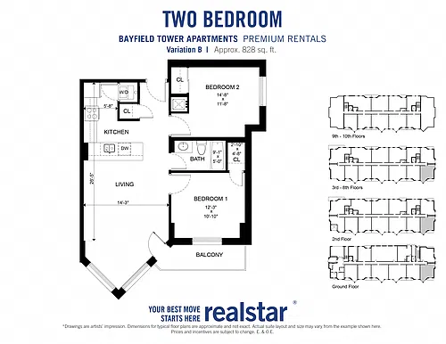 Floor plan 2 Bed 2 Bath A