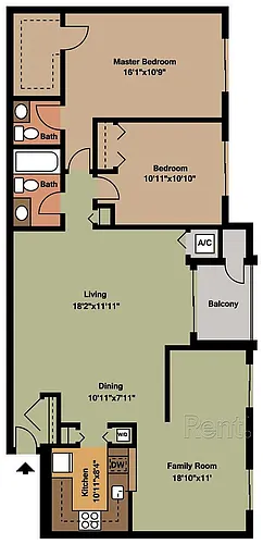 Floor plan 2 Bedrooms and Family Room