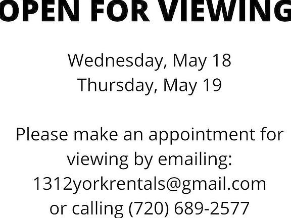 Please read - Apartment will be open for viewing, by appointment on Wednesday, May 18 and Thursday, May 19.