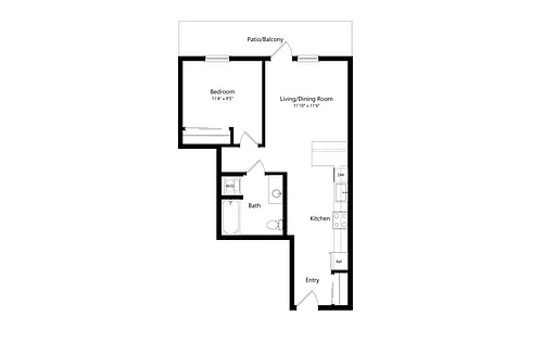 Floor plan 1 Bed 1 Bath T