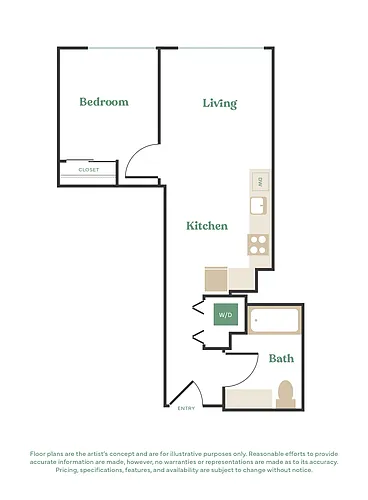 Floor plan 1 Bed, 1 Bath - Apt C