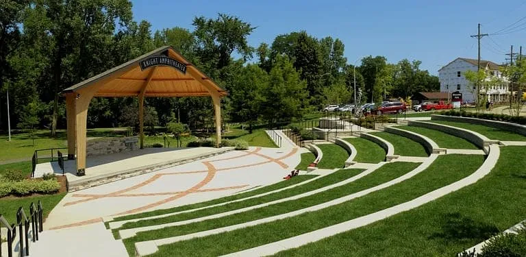 Riverside amphitheater at Auburn & Squirrel has summer Friday night live music, Thursday movies, car shows and other events