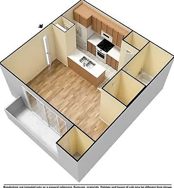 Studio Unfurnished 3D Floorplan Studio Unfurnished 3D Floorplan