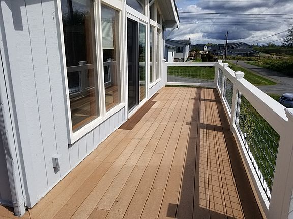 Large deck area with Mount Baker view
