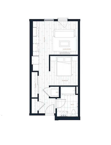 Floor plan A2 - 1 Bed 1 Bath