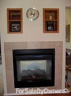 Fireplace : View from kitchen.