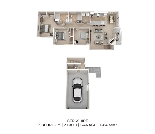 Floor plan Berkshire w/ Garage - Upper Level