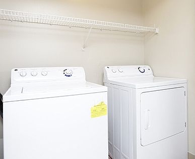 Skip the laundry mat and washer your laundry in your home! Each home is equipped with a full-size washer and dryer.