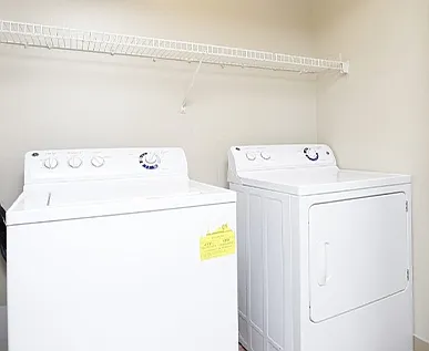 Skip the laundry mat and washer your laundry in your home! Each home is equipped with a full-size washer and dryer.
