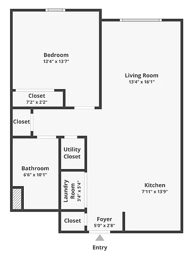 Floor plan 1 bedroom 60%