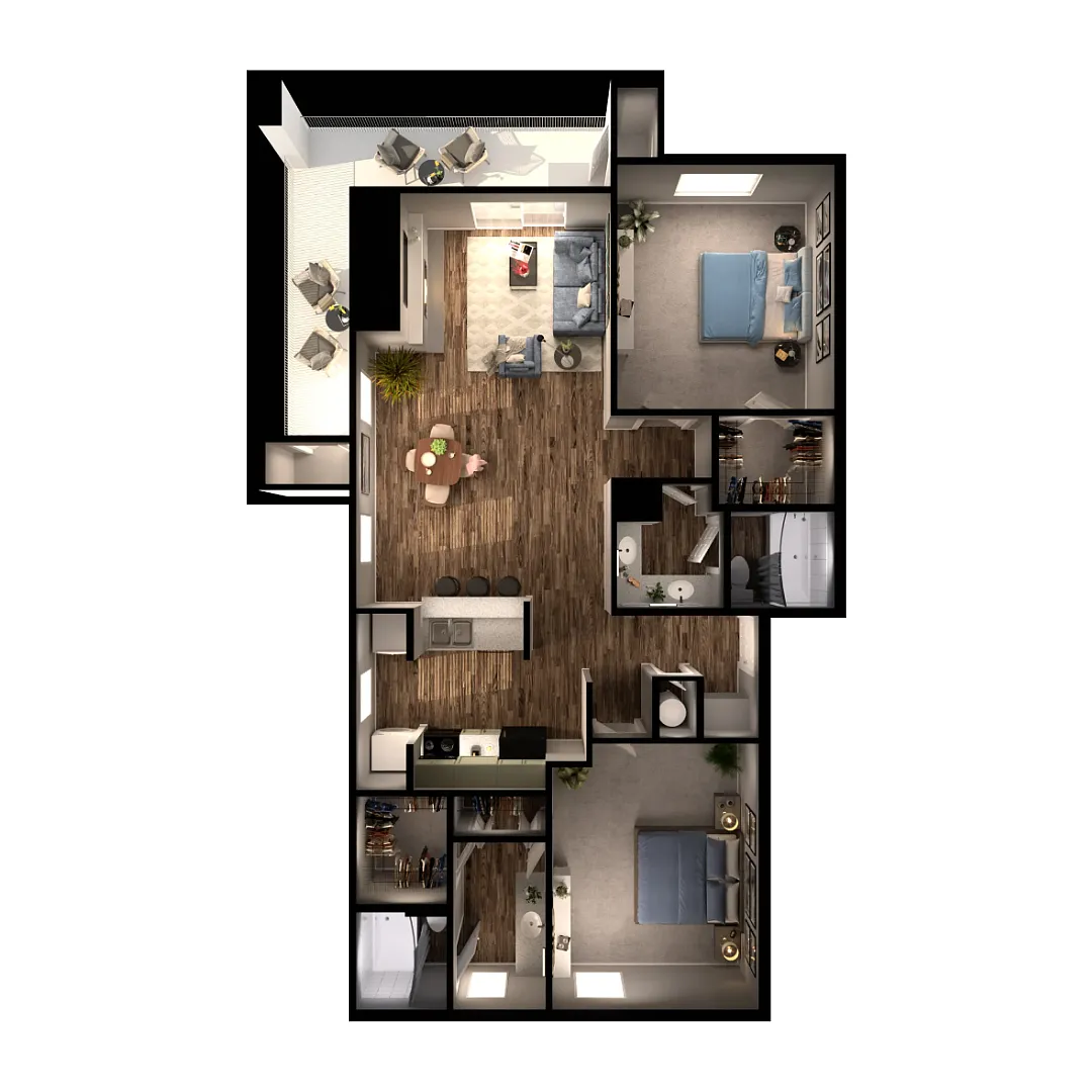 Floor plan B2 | 2 Bed | 1 Bath