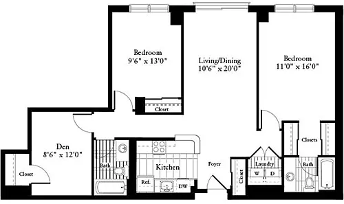 Floor plan 2 Bedrooms T