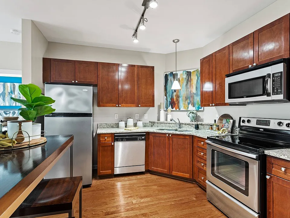 Stainless steel appliances in select kitchens