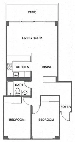 Floor plan 2 Bed, 1 Bath
