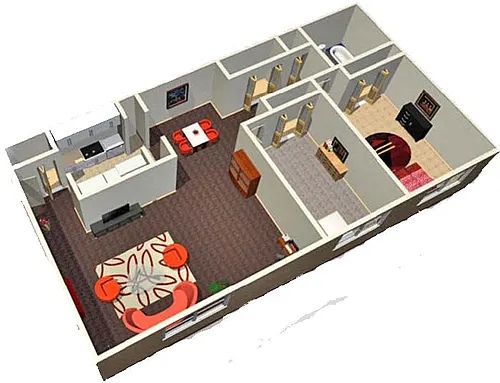 Floor plan 2 Bed | 1 Bath White