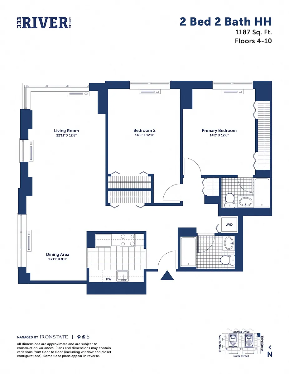 Floor plan 2 Bed 2 Bath HH