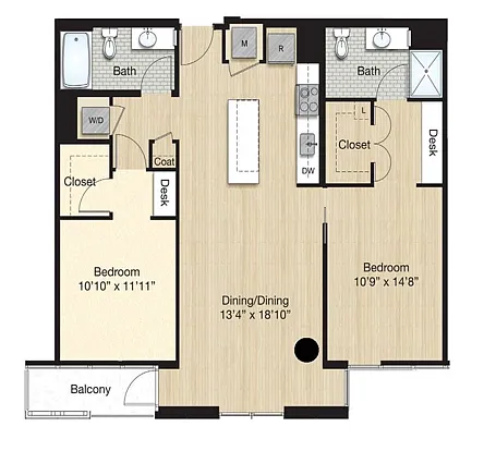 Floor plan 2 Bed/2 Bath