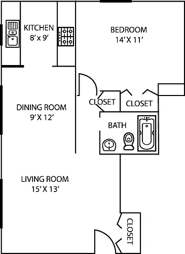 Floor plan 1 Bedroom 1 Bath II