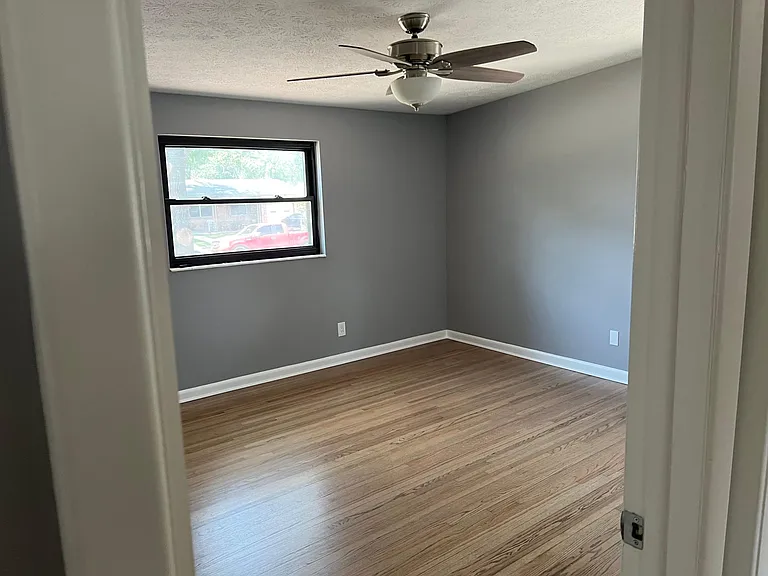 New electric fans and light fixtures throughout home., 3 bedroom with closets.