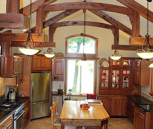 Kitchen, note beams 