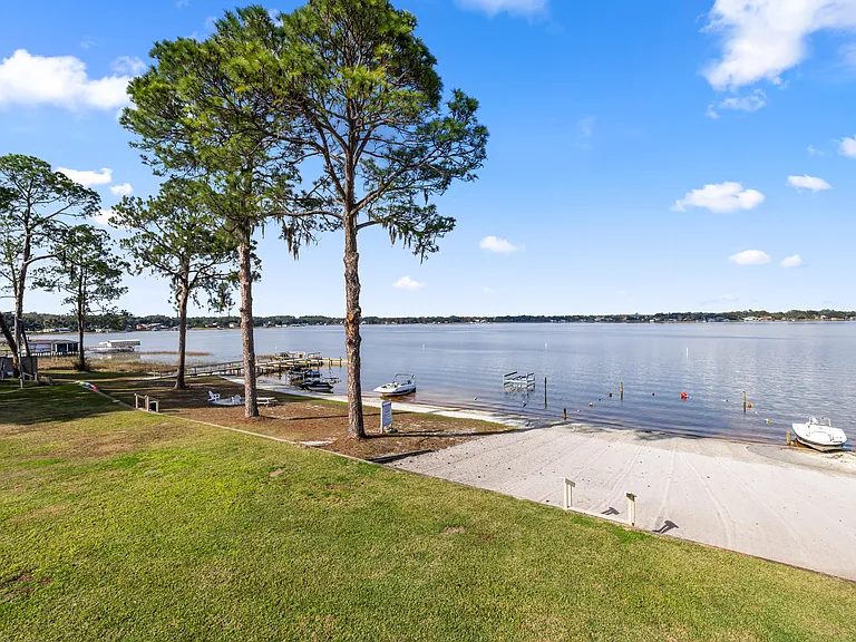 View of the beach and lake